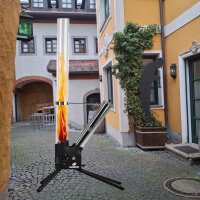 Feuersäule Pellet Feuerstelle schwarz/silber 126,5cm Borosilikat-Glasrohr