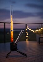 Feuersäule Pellet Feuerstelle schwarz/silber 126,5cm Borosilikat-Glasrohr