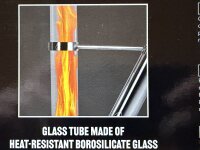 Feuersäule Pellet Feuerstelle schwarz/silber 126,5cm Borosilikat-Glasrohr