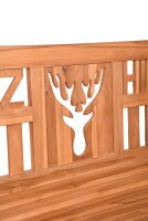 Gartenbank Platzhirsch mit Hirschkopf – 3-Sitzer aus Teakholz, geölt, 150 cm