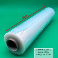 Stretchfolie transparent 500 mm x 300 m, 23 my, ca. 3,45 kg – Verpackungsfolie