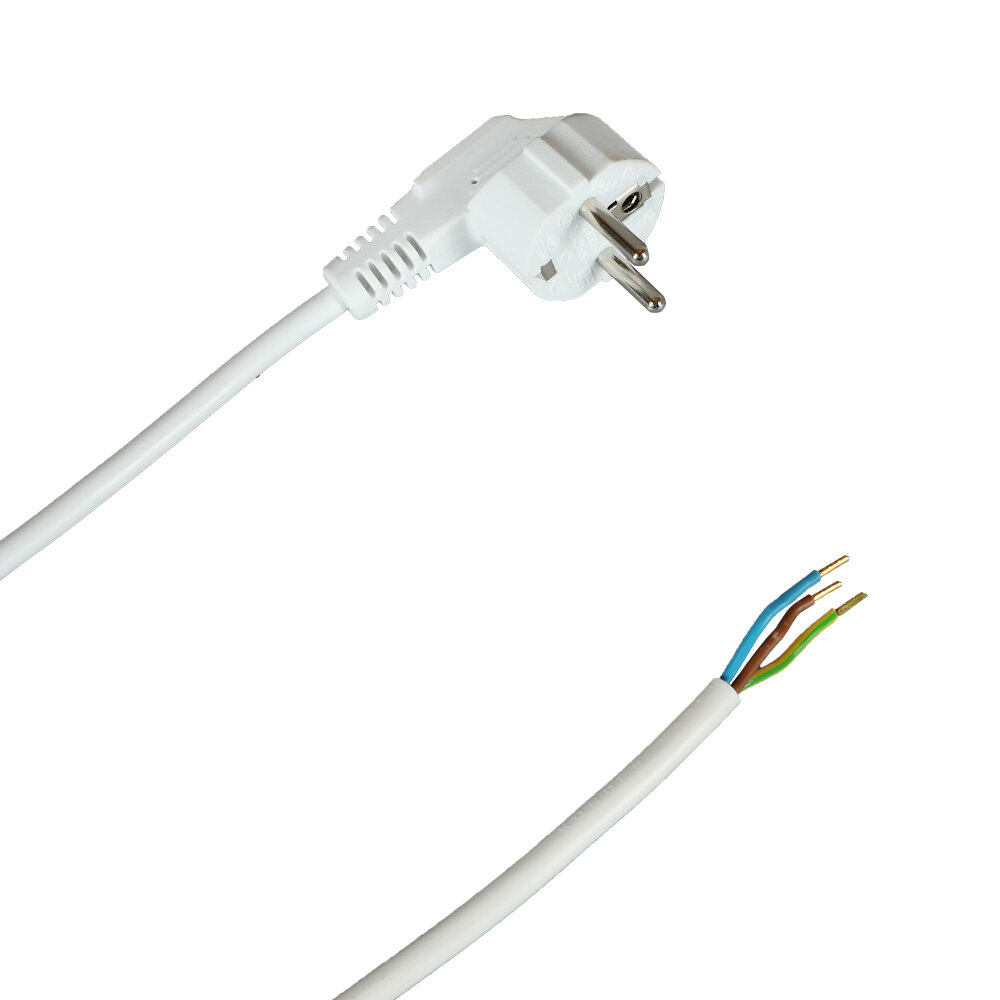 Anschlussleitung Mit Schukostecker – 1,5m Weißes Gerätekabel 3x1,5mm² Mit Winkelstecker