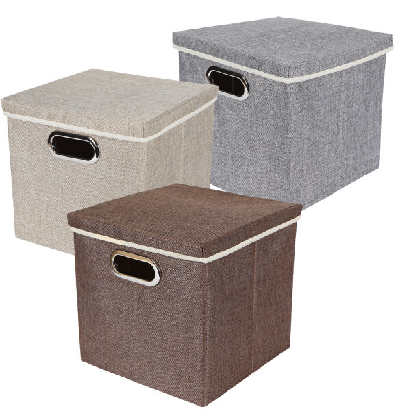 Aufbewahrungsbox Textilbox Faltbox mit Deckel Einschubkorb mit Griff