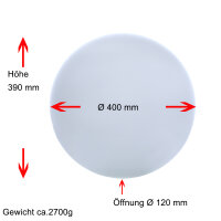 Kugelglas Opalglas glänzend Ø 400mm Lampenglas Ersatzglas Kugel Glas Kragenrand