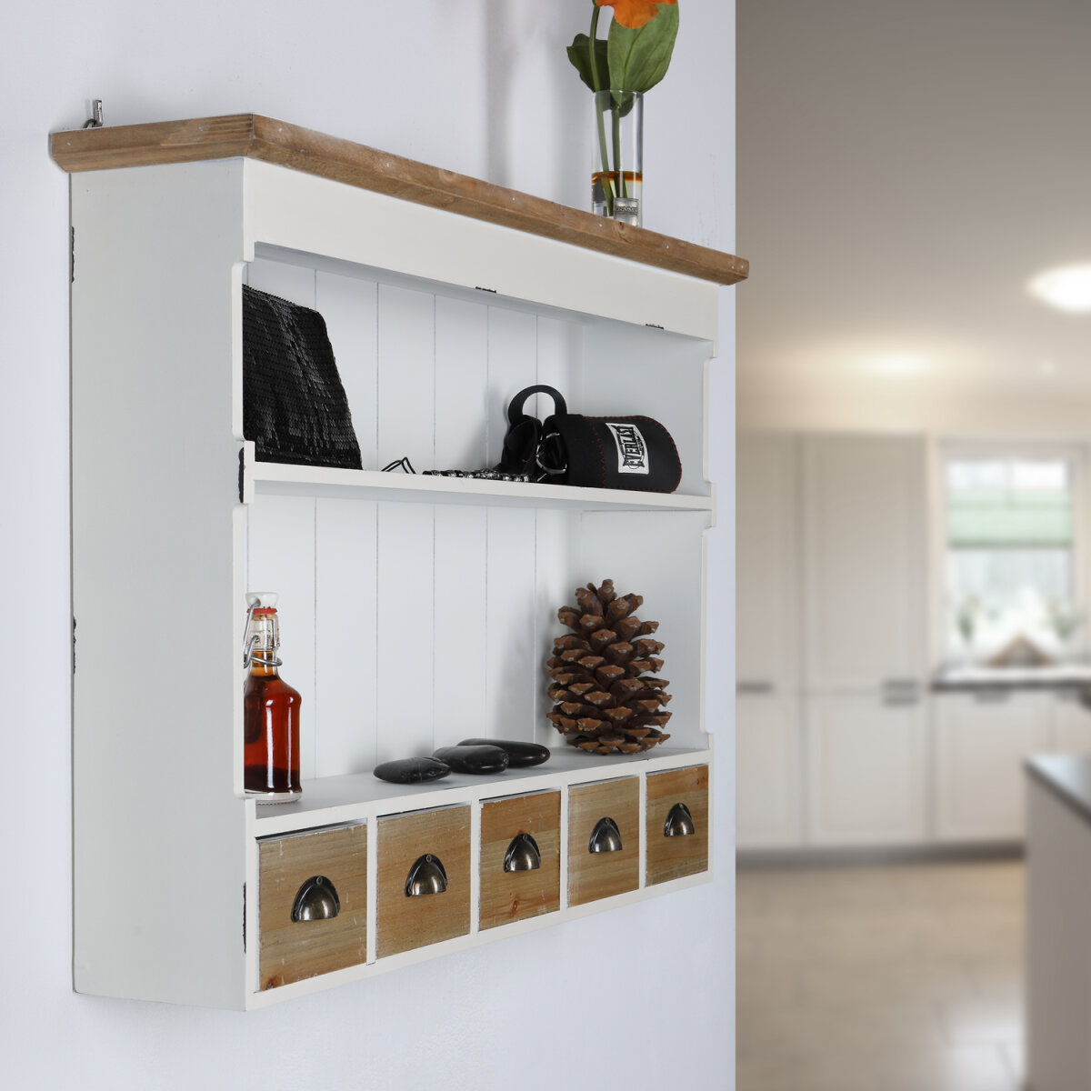 Wandregal 5 Schubladen Weiß Wandschrank Regal Vintage, 79,90 €