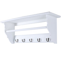 Wandgarderobe Iris mit Ablage 5 Haken und Stange weiß