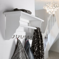 Wandgarderobe Iris mit Ablage 5 Haken und Stange weiß