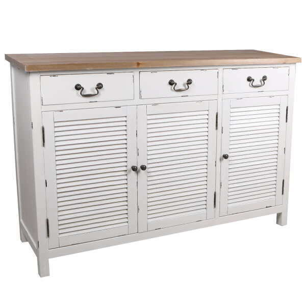 Kommode Bretagne XL Türen Holz Vintage Look creme weiß