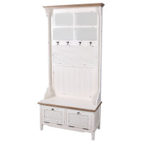 Garderobenschrank Holz creme weiß Vintage Look  Garderobe Flur Schrank Retro
