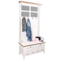 Garderobenschrank Holz creme weiß Vintage Look  Garderobe Flur Schrank Retro