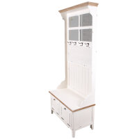 Garderobenschrank Holz creme weiß Vintage Look  Garderobe Flur Schrank Retro