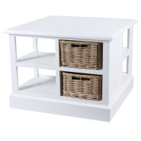 Couchtisch Weiß 50x50cm Tisch Holztisch Eckig Vintage-Retro Wohnzimmertisch Holz