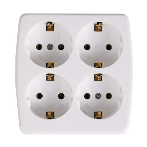 Aufputzsteckdose Steckdosen Innenraum 4-fach weiss quadratisch
